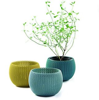 Knit Cozies Ghivece de plante pentru grădină de interior / exterior, set de 3