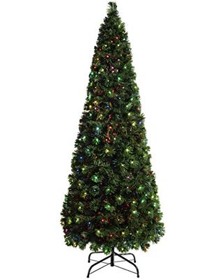 WeRChristmas Brad de Crăciun pre-aprins cu 290 de lumini cu fibră optică, multicolor, 7 picioare / 2,1 m