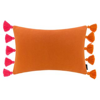 Pernă tricotată Pom Pom - roz & amp; portocale