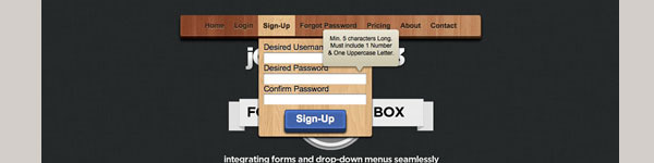 FormBox - A jQuery & amp; Rozbaľovacia ponuka CSS3 s integrovanými formulármi