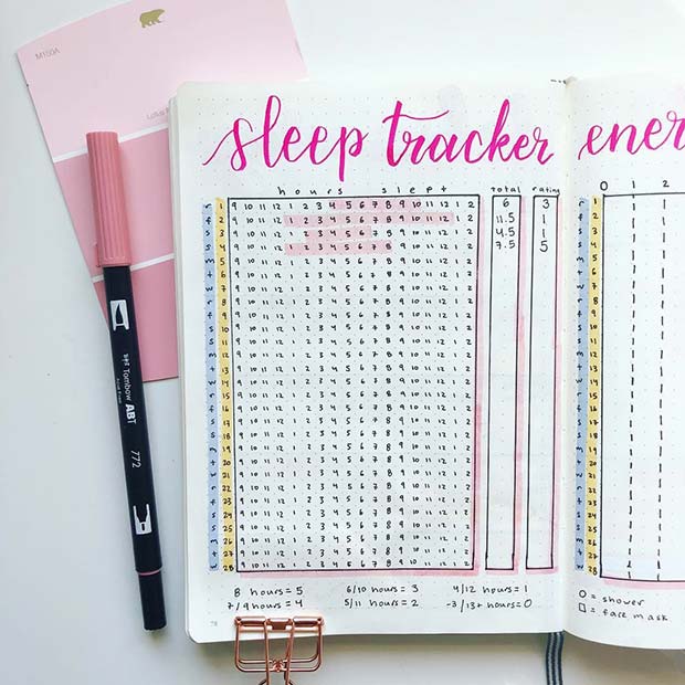 Sleep Tracker Spread pentru Bullet Journal