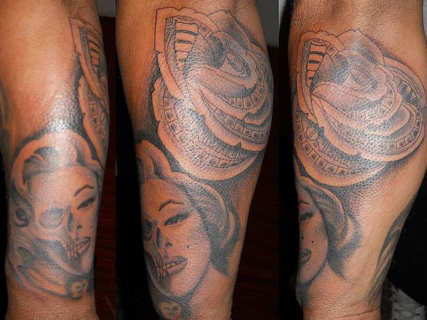 Tatuaj stilizat Money Rose Death