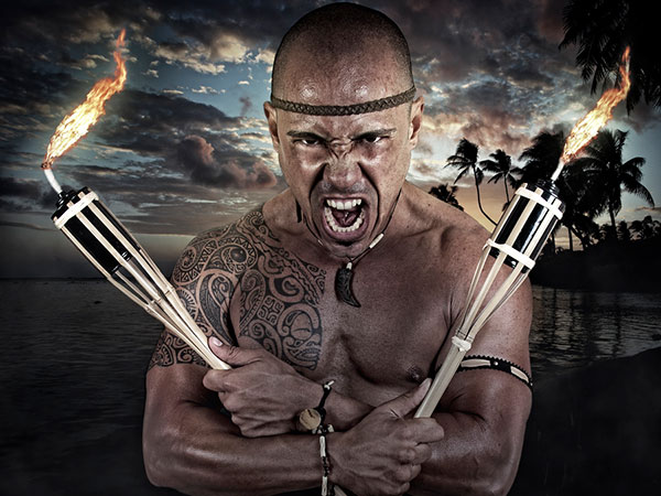 Potetovaný samojský bojovník