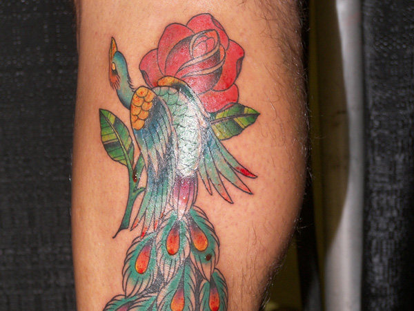 Tetovanie páva a ruže