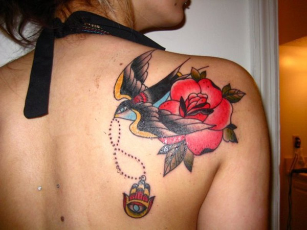 Tradicionalna tetovaža Rose and Swallow