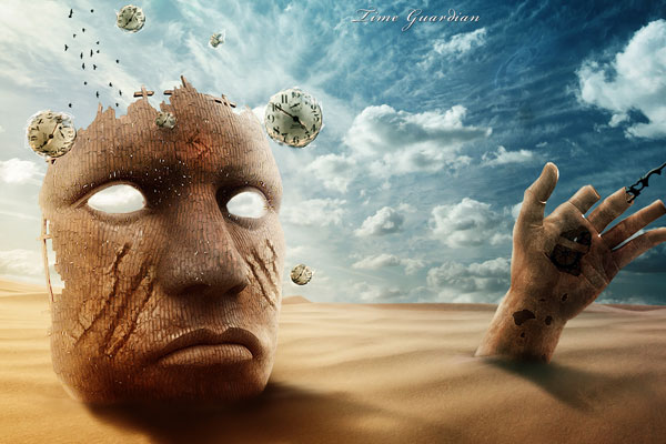 Proiectează o scenă de deșert suprarealistă în Photoshop
