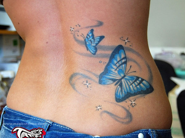 Modré motýlie tetovanie