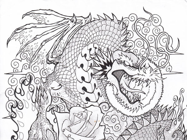 Skica tetovaže zmaja