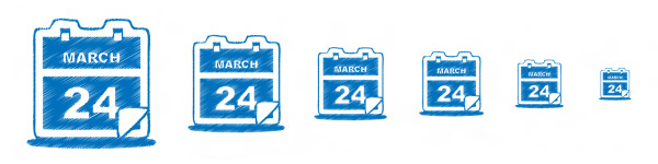 Pictogramă albastră a calendarului Crosshatch