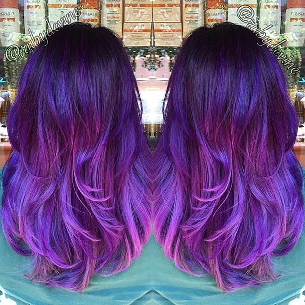 Dimljeni vijolični in sivkini lasje