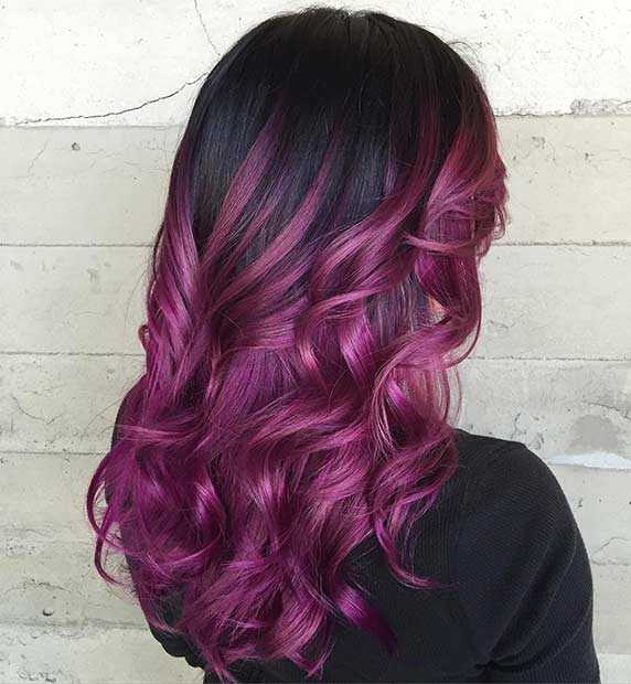 Ideja o barvi las Purple Berry Ombre za lase