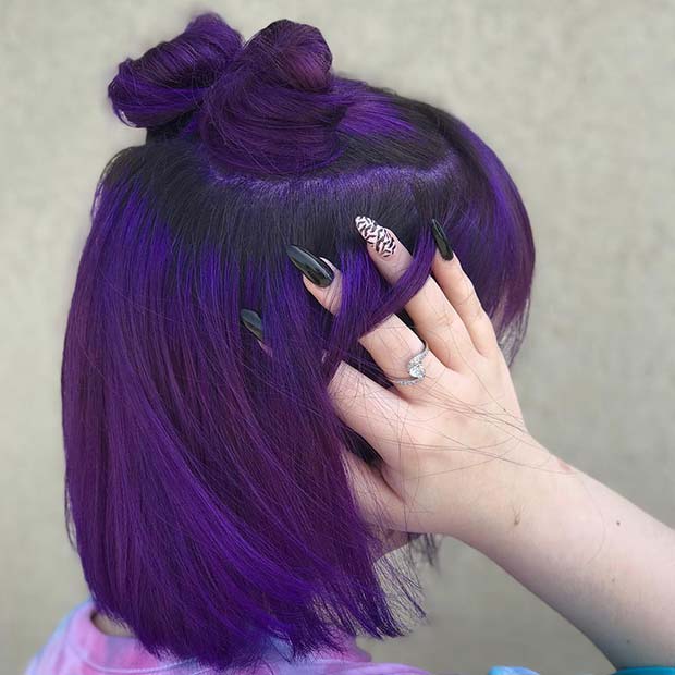 Lepi črni in vijolični lasje
