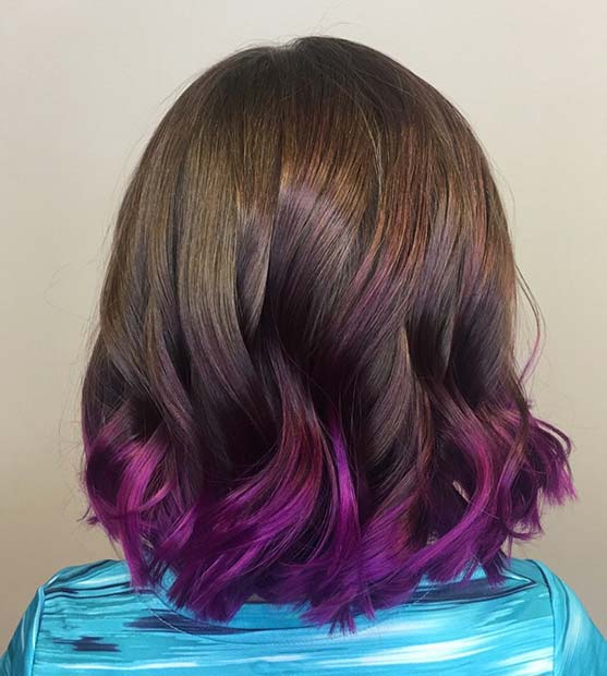 Rjavi lasje z elegantnimi vijoličnimi nasveti