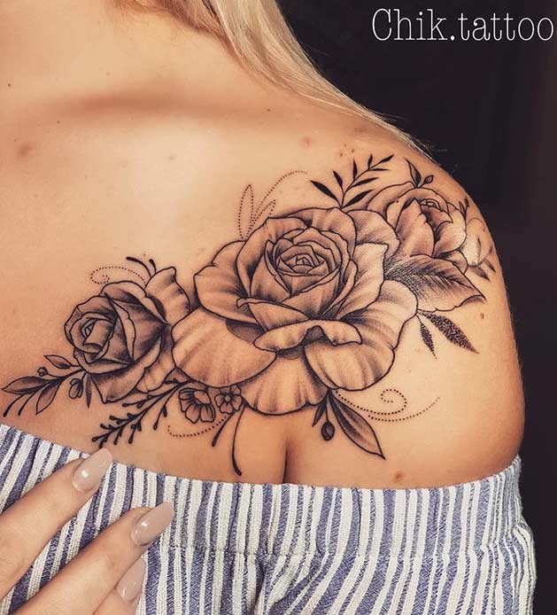 Rose Tattoo za ramena za ženske