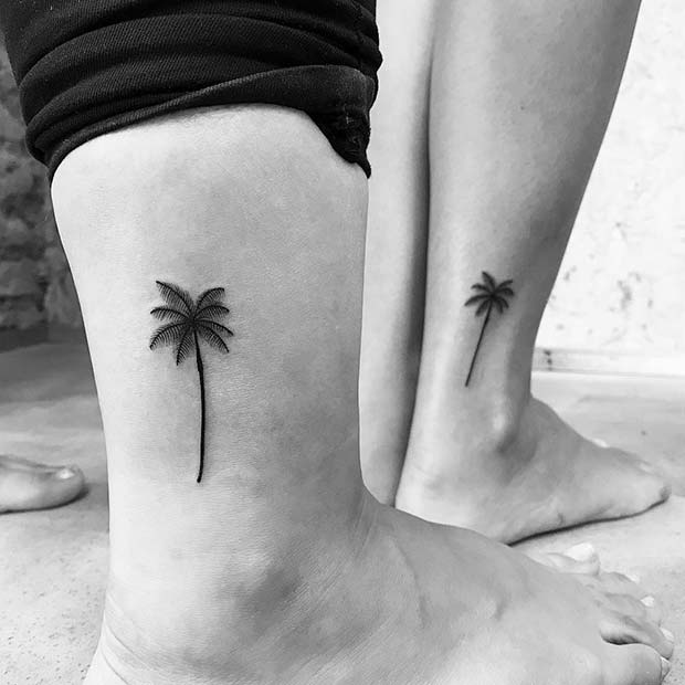 Ideja za tetoviranje palmovih dreves za brate in sestre