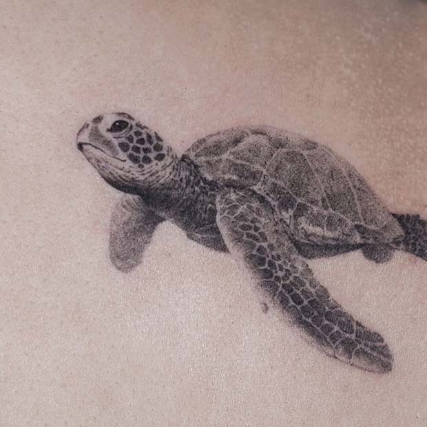 Roztomilé tetovanie morskej korytnačky