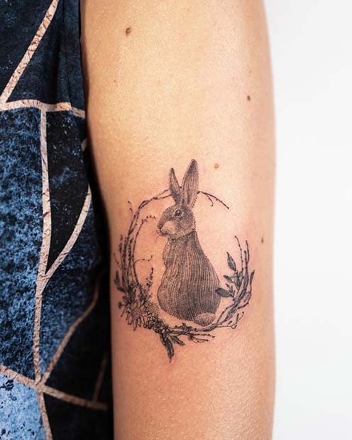 Tatuaj botanic de iepure
