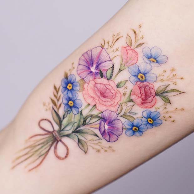 Tetovanie s kvetinovou kyticou