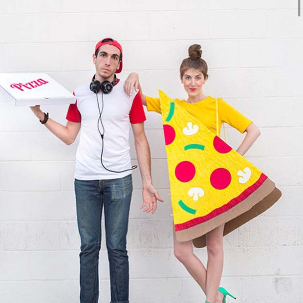 Roztomilé kostýmy pre pizzu a donášku