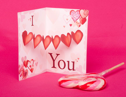Pojavna kartica za srce za Valentinovo