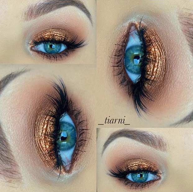 Make -up bronzového oka Hľadajte modré oči