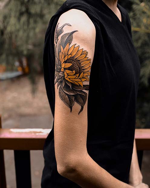 Živý nápad na tetovanie slnečnice