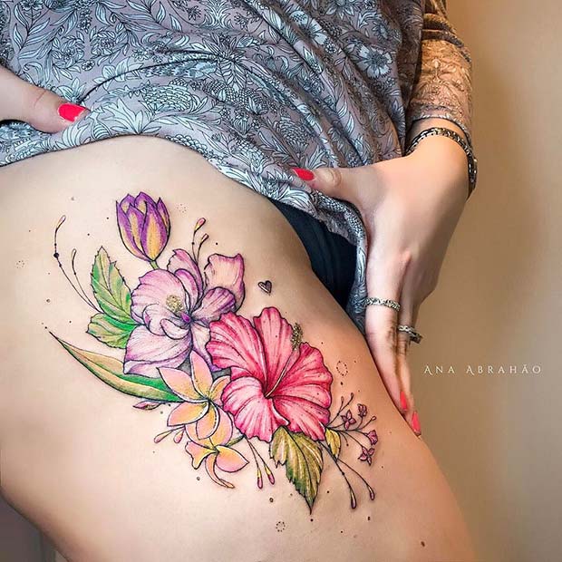Tetovanie s akvarelovými kvetmi