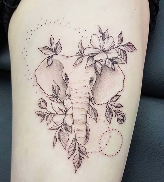 Roztomilý dizajn tetovania slonov