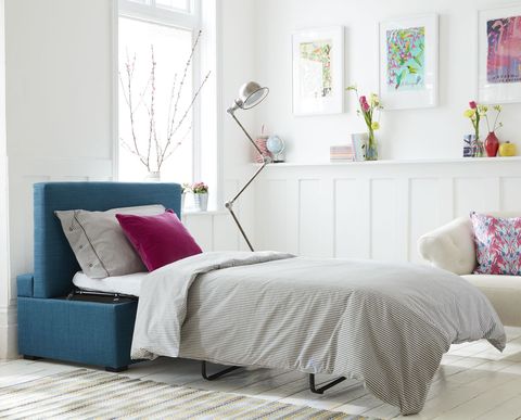 pat sofacom henry în cutie din bumbac de in alb periat oxford albastru
