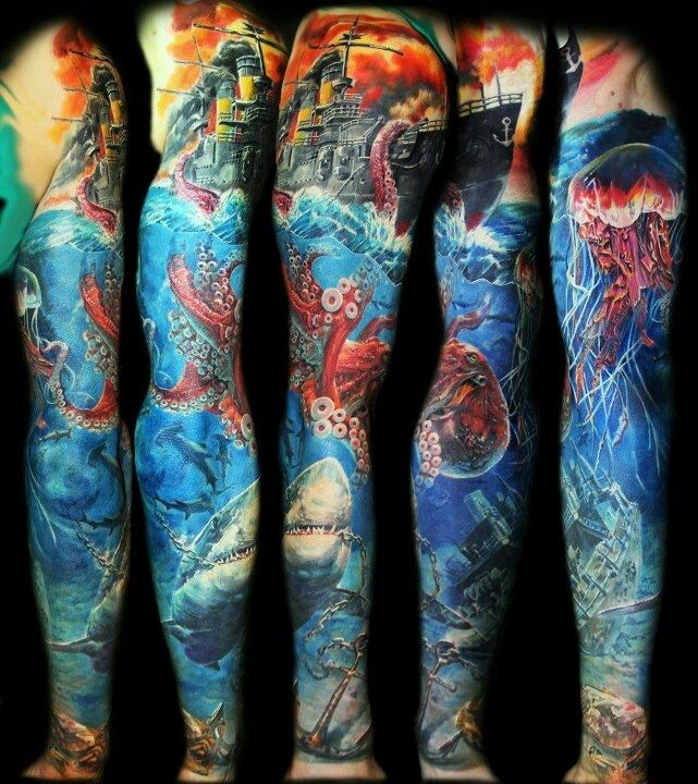 tetovaža ocean-voda